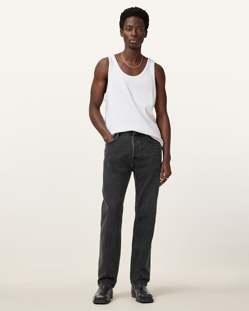 Reid Straight Fit Denim Jeans Black | ALLSAINTS